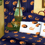 Berkley Golden Bears 100% Cotton Sateen Long Window Drapes - 84" Navy Blue