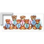 Pastel Hearts & Bears - Contemporary mount print with beveled edge