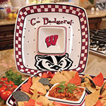 Wisconsin Badgers NCAA College 14" Gameday Ceramic Chip and Dip Tray