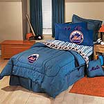 New York Mets Bedding Team Denim Twin Size Comforter / Sheet Set