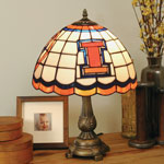 Illinois Illini NCAA College Stained Glass Tiffany Table Lamp