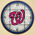 Washington Nationals MLB 12" Round Art Glass Wall Clock