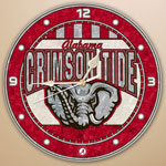 Alabama Crimson Tide NCAA College 12" Round Art Glass Wall Clock