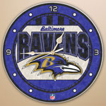 Baltimore Ravens NFL 12" Round Art Glass Wall Clock