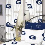 Georgetown Hoyas  100% Cotton Sateen Short Window Drapes - 63" White