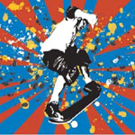 Bold Skater - Contemporary mount print with beveled edge