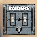 Oakland Raiders NFL Art Glass Double Light Switch Plate Cover