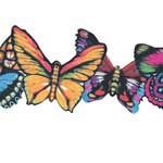 Rainbow Colored Butterflies Wall Border