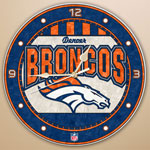 Denver Broncos NFL 12" Round Art Glass Wall Clock