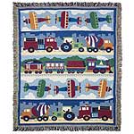 Trains, Planes and Trucks Woven Throw