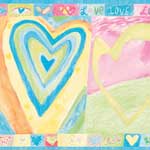 Child Painted Hearts Wall Border