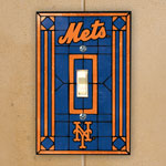 New York Mets MLB Art Glass Single Light Switch Plate Cover