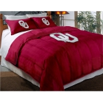 Oklahoma Sooners College Twin Chenille Embroidered Comforter Set with 2 Shams 64" x 86"