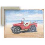 Red Beach Buggy - Contemporary mount print with beveled edge