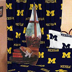 Michigan Wolverines 100% Cotton Sateen Window Valance - Navy Blue