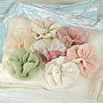 14" Decorative Pillow Creme w/Attached Fabric Flowers