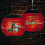 Harley Davidson Motorcycle 18" Orange Rice Paper Lamp