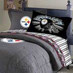 Pittsburgh Steelers Team Black Denim Full Size Comforter / Sheet Set