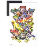 Stacked Frogs - Contemporary mount print with beveled edge