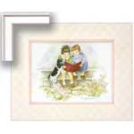 Puppy Reads Along - Contemporary mount print with beveled edge