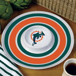 Miami Dolphins NFL 14" Round Melamine Chip and Dip Bowl