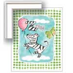 Gingham Zebra - Contemporary mount print with beveled edge