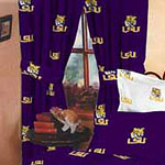 Louisiana State Tigers 100% Cotton Sateen Short Window Drapes - 63" Purple