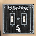 Chicago White Sox MLB Art Glass Double Light Switch Plate Cover