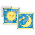 Hello Sun & Moon Collection (2pcs) - Contemporary mount print with beveled edge