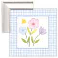 Gingham Flowers III - Blue - Contemporary mount print with beveled edge