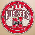Nebraska Huskers NCAA College 12" Round Art Glass Wall Clock