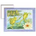 Jitterbugging Frogs - Contemporary mount print with beveled edge