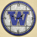 Washington Huskies NCAA College 12" Round Art Glass Wall Clock