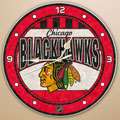 Chicago Blackhawks NHL 12" Round Art Glass Wall Clock