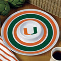 Miami Hurricanes UM NCAA College 14" Round Melamine Chip and Dip Bowl