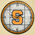 Syracuse Orange NCAA College 12" Round Art Glass Wall Clock
