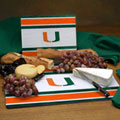 Miami Hurricanes UM NCAA College Glass Cutting Board Set