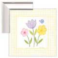Gingham Flowers IV - Yellow - Contemporary mount print with beveled edge