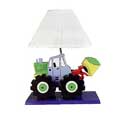Handpainted Dump Truck Lamp with White Pleated Shade