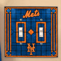New York Mets MLB Art Glass Double Light Switch Plate Cover