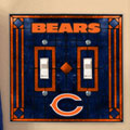 Chicago Bears NFL Art Glass Double Light Switch Plate Cover