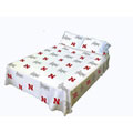 Nebraska Huskers 100% Cotton Sateen Twin XL Dorm Sheet Set - White