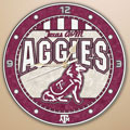 Texas A&M Aggies NCAA College 12" Round Art Glass Wall Clock