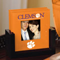 Clemson Tigers NCAA College Art Glass Photo Frame Coaster Set