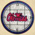 Mississippi Ole Miss Rebels NCAA College 12" Round Art Glass Wall Clock