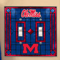 Mississippi Ole Miss Rebels NCAA College Art Glass Double Light Switch Plate Cover