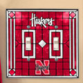 Nebraska Huskers NCAA College Art Glass Double Light Switch Plate Cover