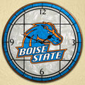 Boise State Broncos NCAA College 12" Round Art Glass Wall Clock