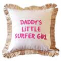 Daddy's Little Surfer Girl Throw Pillow