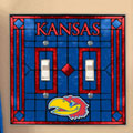 Kansas Jayhawks NCAA College Art Glass Double Light Switch Plate Cover